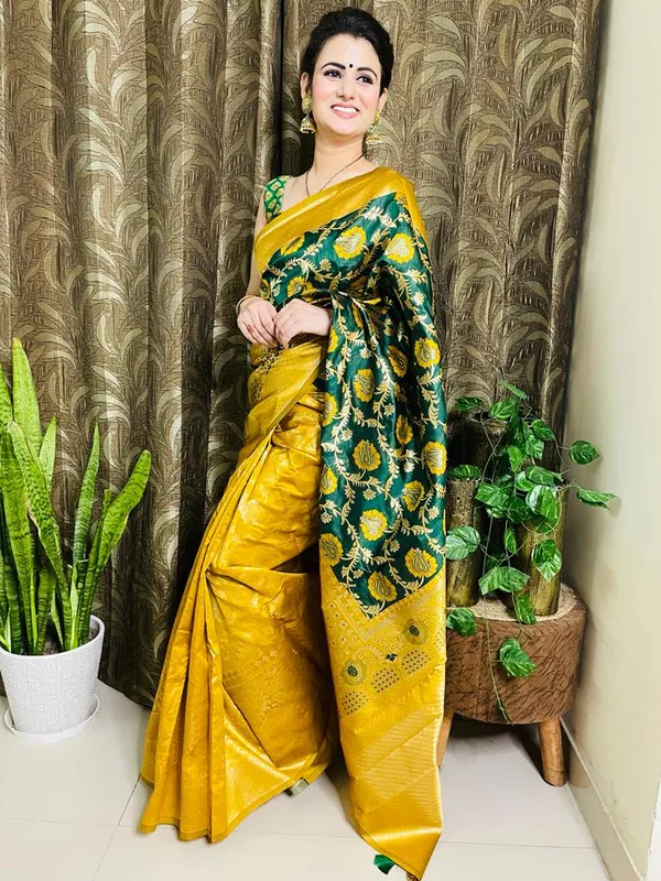 Yellow_Soft_Lichi_Silk_Saree_For_Women