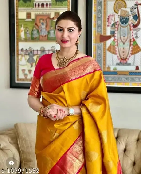 Gold_Soft_Lichi_Silk_Saree_For_Women