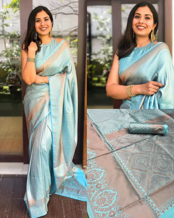 Sky_Blue_Soft_Lichi_Silk_Saree_For_Women