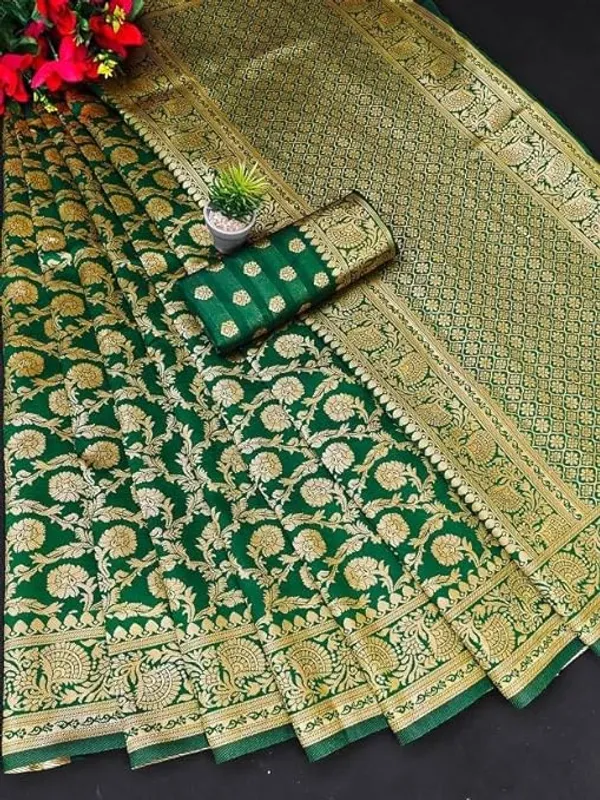 Green_Soft_Lichi_Silk_Saree_For_Women