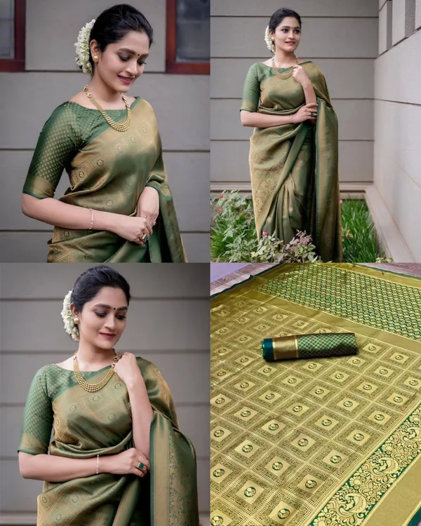 Green_Banarasi_Soft_Lichi_Silk_Saree_For_Women