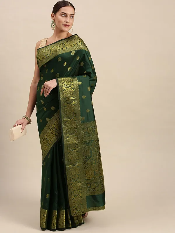 Green_Soft_Lichi_Silk_Saree_For_Women