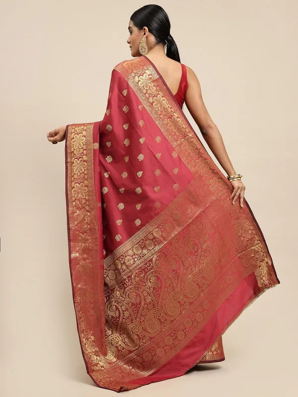 Maroon_Soft_Lichi_Silk_Saree_For_Women