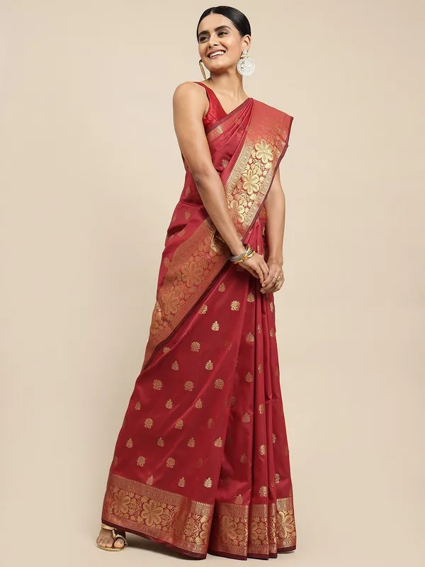 Maroon_Soft_Lichi_Silk_Saree_For_Women