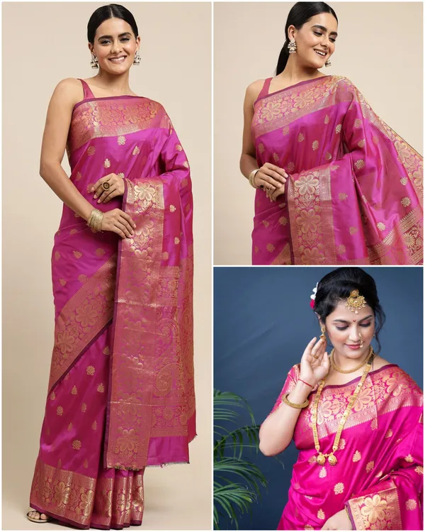 Pink_Soft_Lichi_Silk_Saree_For_Women