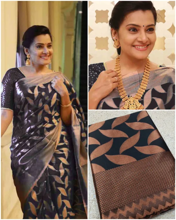 Black_Soft_Lichi_Silk_Saree_For_Women