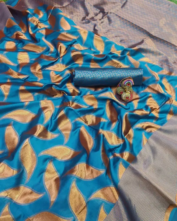 Firozi_Soft_Lichi_Silk_Saree_For_Women