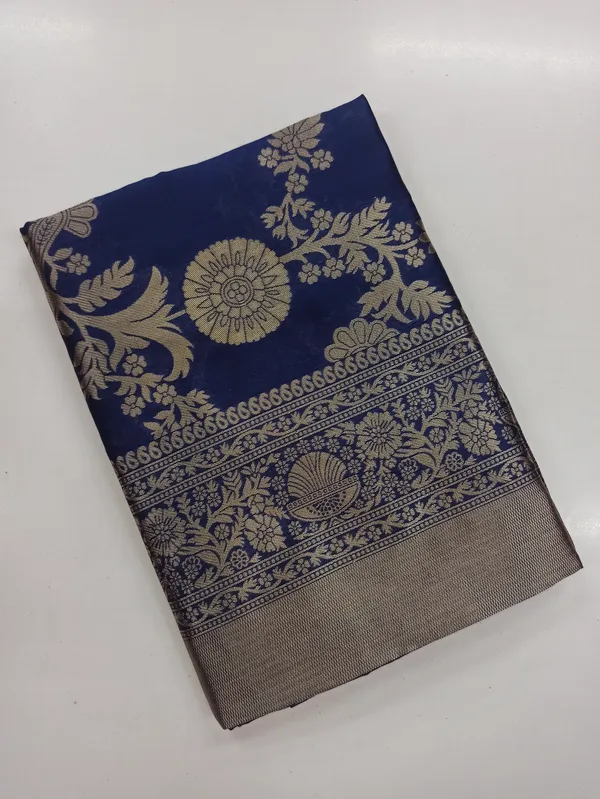 Navy_Blue_Soft_Lichi_Silk_Saree_For_Women
