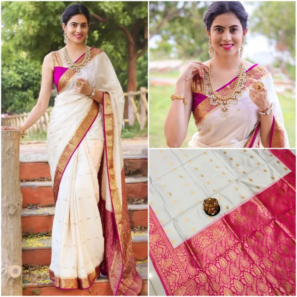 White-Pink_Soft_Lichi_Silk_Saree_For_Women