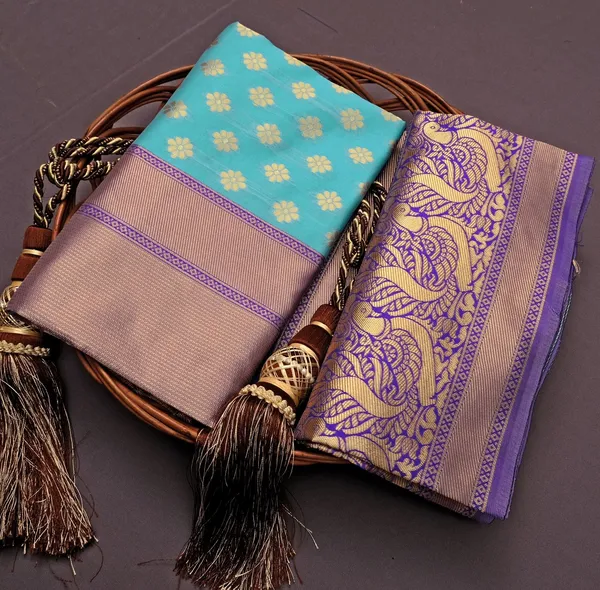 Light_Blue_Soft_Lichi_Silk_Saree_For_Women