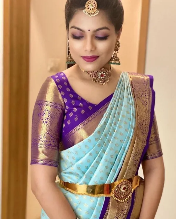 Light_Blue_Soft_Lichi_Silk_Saree_For_Women
