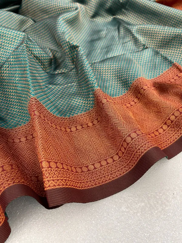 Blue_Soft_Lichi_Silk_Saree_For_Women