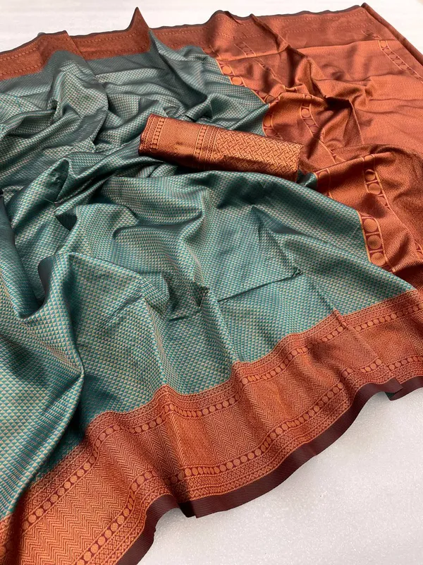Blue_Soft_Lichi_Silk_Saree_For_Women