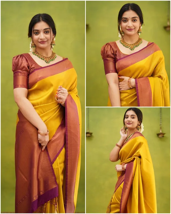 Gold_Soft_Lichi_Silk_Saree_For_Women