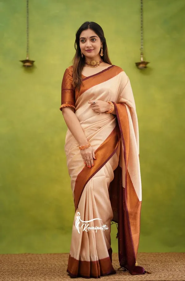 White_Soft_Lichi_Silk_Saree_For_Women