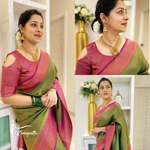 Green_Soft_Lichi_Silk_Saree_For_Women
