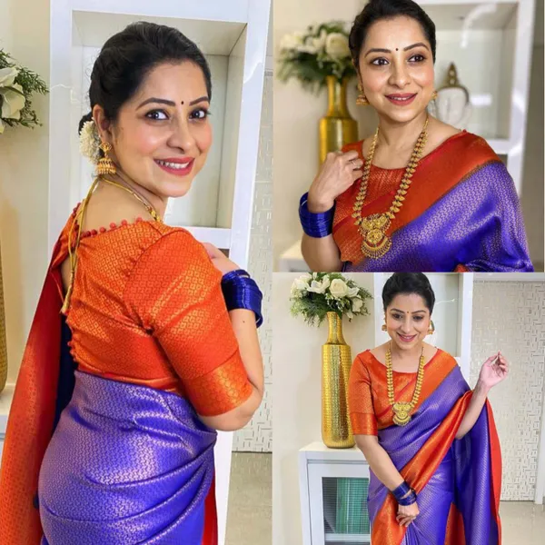 Royal_Blue_Soft_Lichi_Silk_Saree_For_Women