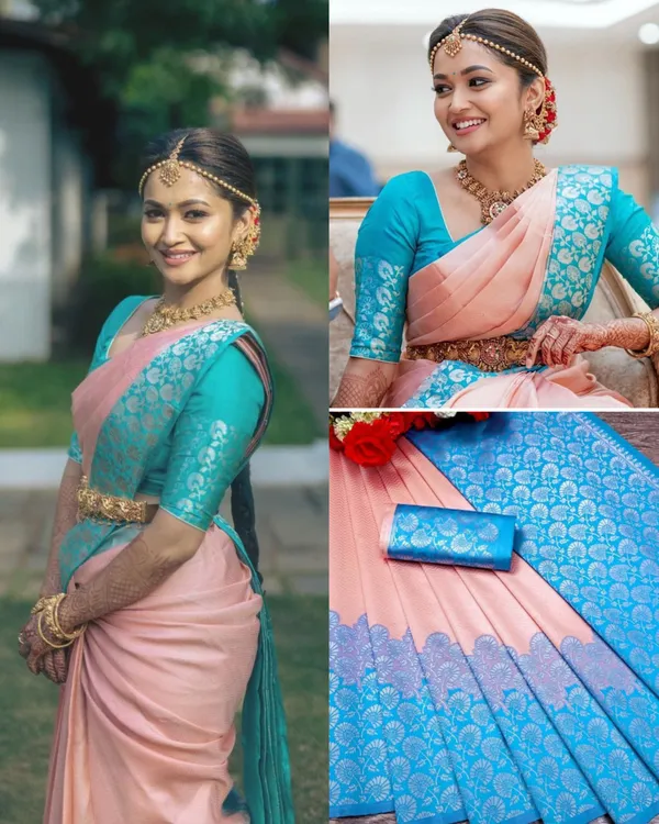 Peach_Soft_Lichi_Silk_Saree_For_Women