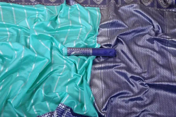 Sky_Blue_Soft_Lichi_Silk_Saree_For_Women
