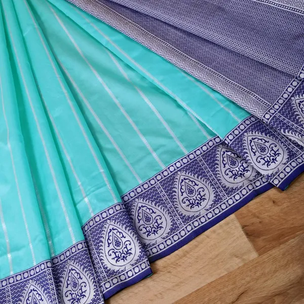 Sky_Blue_Soft_Lichi_Silk_Saree_For_Women