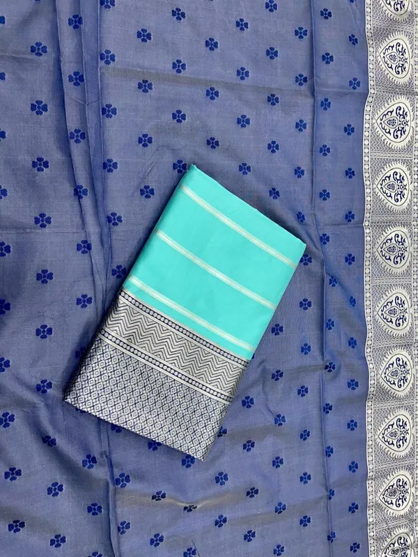 Sky_Blue_Soft_Lichi_Silk_Saree_For_Women