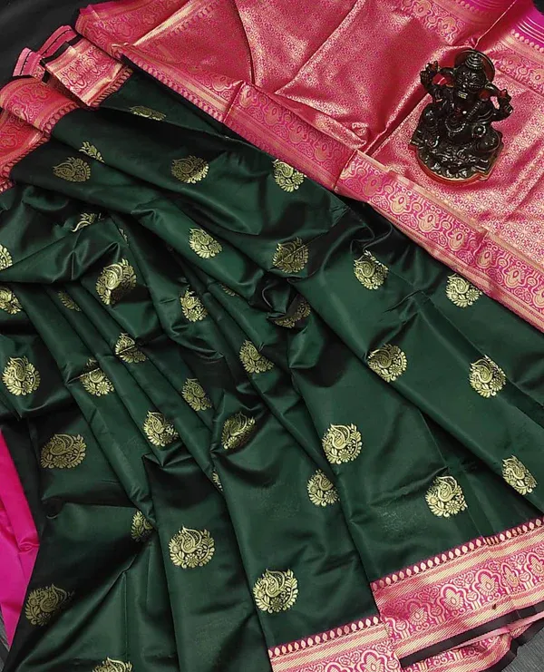 Green_Soft_Lichi_Silk_Saree_For_Women