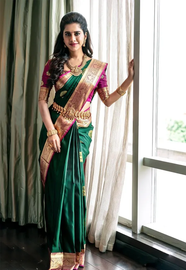 Green_Soft_Lichi_Silk_Saree_For_Women