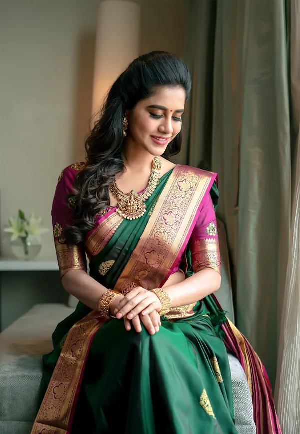 Green_Soft_Lichi_Silk_Saree_For_Women