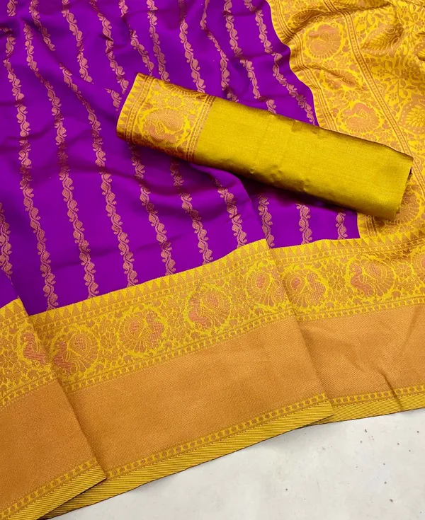 Purple_Banarasi_Soft_Lichi_Silk_Saree_For_Women