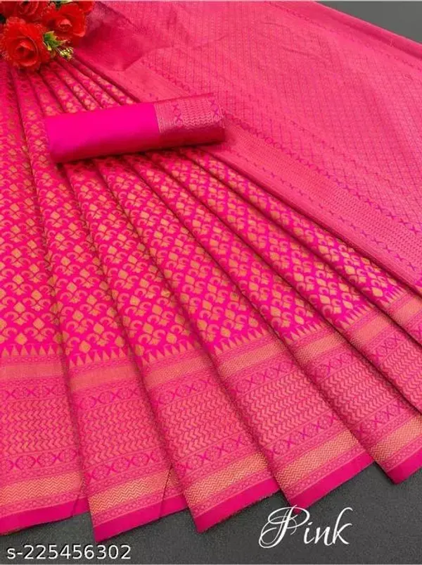 Pink_Soft_Lichi_Silk_Saree_For_Women
