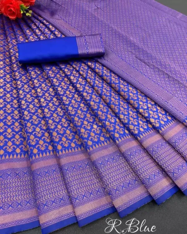 Royal_Blue_Soft_Lichi_Silk_Saree_For_Women