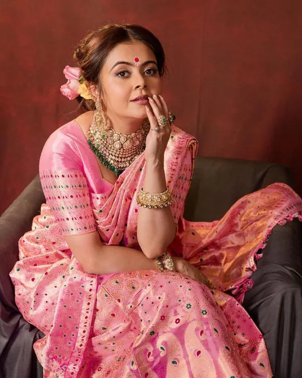Peach_Soft_Lichi_Silk_Saree_For_Women