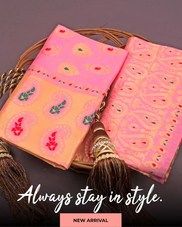 Peach_Soft_Lichi_Silk_Saree_For_Women