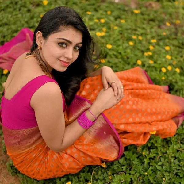 Orange_Soft_Lichi_Silk_Saree_For_Women