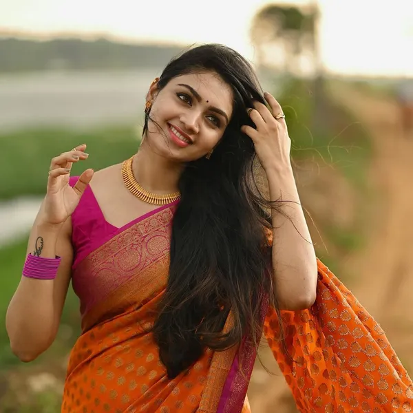 Orange_Soft_Lichi_Silk_Saree_For_Women