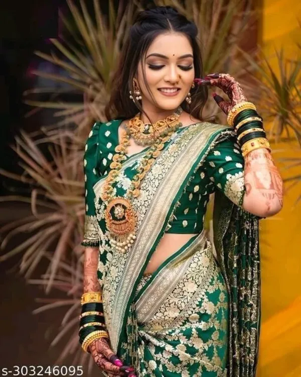 Green_Soft_Lichi_Silk_Saree_For_Women