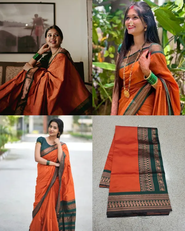 Orange_Soft_Lichi_Silk_Saree_For_Women