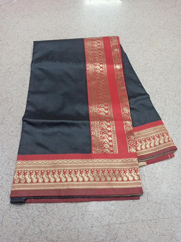 Black_Soft_Lichi_Silk_Saree_For_Women