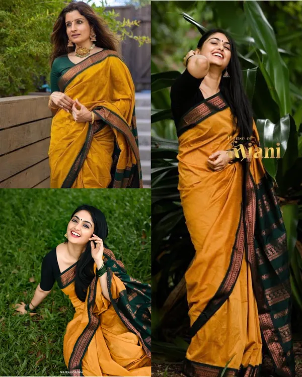 Golden_Soft_Lichi_Silk_Saree_For_Women