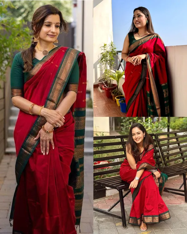 Red_Soft_Lichi_Silk_Saree_For_Women