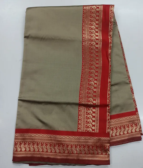 Light_Khaki_Soft_Lichi_Silk_Saree_For_Women