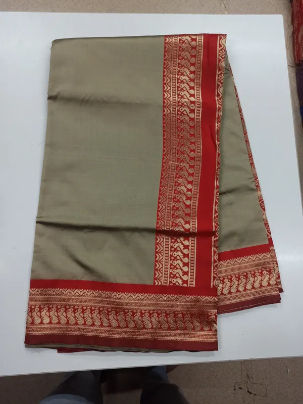 Light_Khaki_Soft_Lichi_Silk_Saree_For_Women