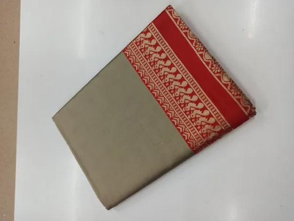 Light_Khaki_Soft_Lichi_Silk_Saree_For_Women