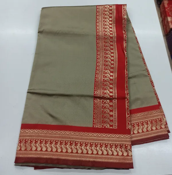 Light_Khaki_Soft_Lichi_Silk_Saree_For_Women