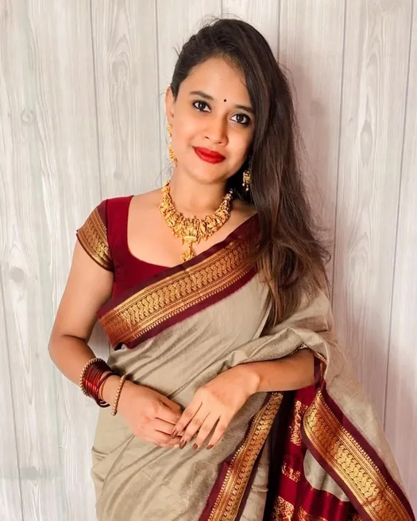 Light_Khaki_Soft_Lichi_Silk_Saree_For_Women