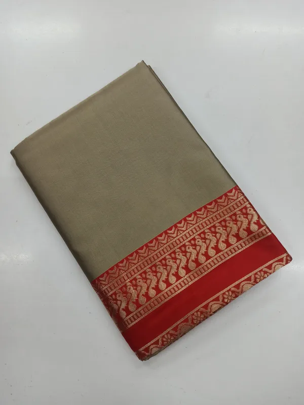Light_Khaki_Soft_Lichi_Silk_Saree_For_Women