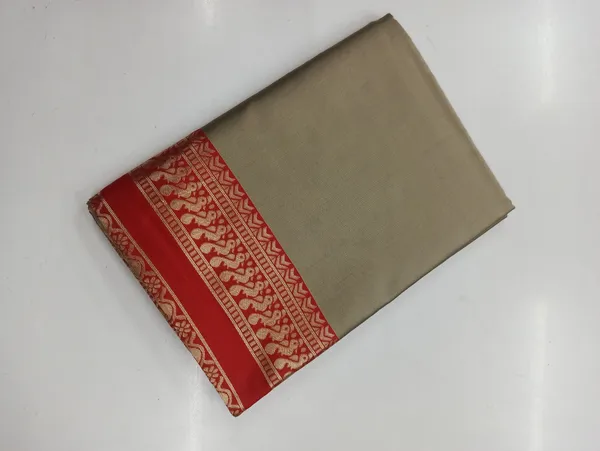 Light_Khaki_Soft_Lichi_Silk_Saree_For_Women