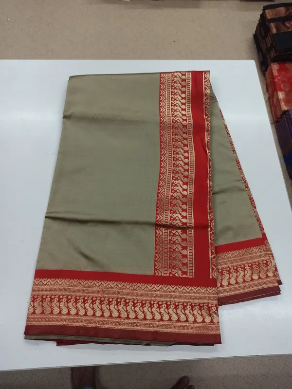 Light_Khaki_Soft_Lichi_Silk_Saree_For_Women