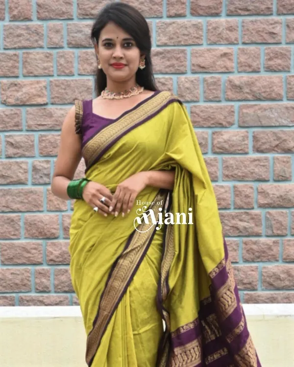 Olive_Green_Soft_Lichi_Silk_Saree_For_Women