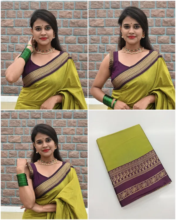 Olive_Green_Soft_Lichi_Silk_Saree_For_Women